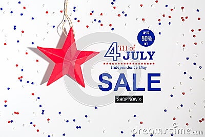 4th of July sale with holiday decorations Stock Photo