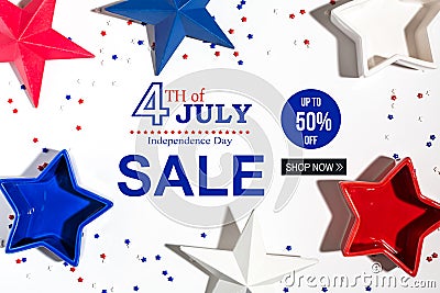 4th of July sale with holiday decorations Stock Photo