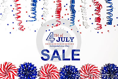 4th of July sale with holiday decorations Stock Photo