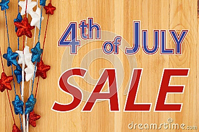 4th of July Sale type message with red, white and blue stars Stock Photo