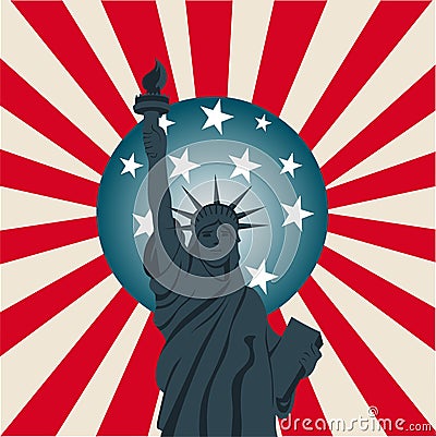 4th of july Statue of Liberty patriotic background Vector Illustration