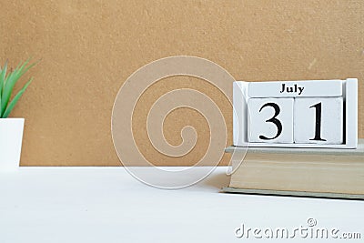 31th july - thirty-first month calendar concept on wooden blocks with copy space Stock Photo