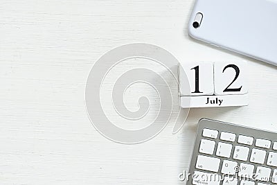 12th july twelfth day month calendar concept on wooden blocks with copy space Stock Photo