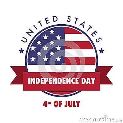 4th July United States Independence Day Emblem, Logo Set Vector Illustration