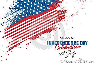 4th July Celebration with Abstract Style USA Flag Background Vector Illustration