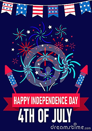 4th of july usa independence greeting card Vector Illustration