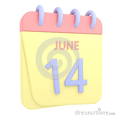 14th June 3D calendar icon Stock Photo