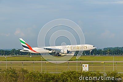 20th June 2018, Kuala Lumpur, Emirates aircraft landed Editorial Stock Photo