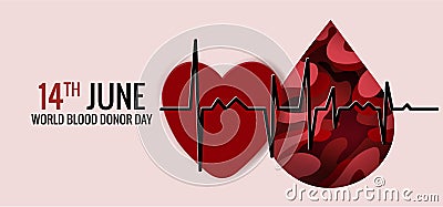 14th June,World Blood donor Day Illustration Of Blood Donation Concept Design. Vector Illustration