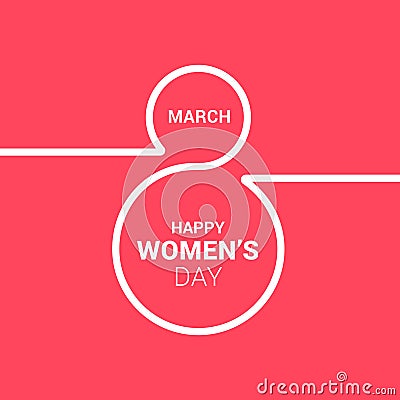 8th of march. Calligraphy, lettering, simple, minimalistic one, continuous line drawing text Vector Illustration
