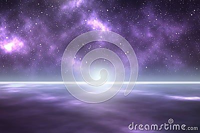 A beautiful mysterious background of the universe and stars with cloud nebula. Looking down on a planet of clouds. Stock Photo