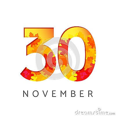 30 numbers autumn logo Vector Illustration