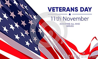 11th november - Veterans Day. Honoring all who served. Vector Illustration