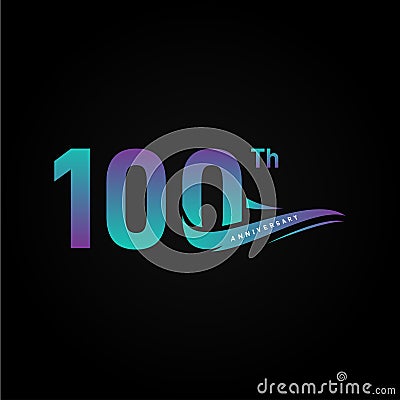 100th Ribbon Anniversary Gradient Numbers For Celebrate Moment Vector Illustration