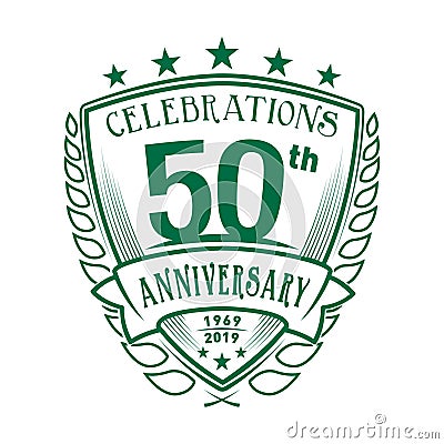 50th shield anniversary logo. 50th vector and illustration. Cartoon Illustration