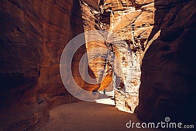 Th Siq, main entrance to Petra in Jordan Stock Photo