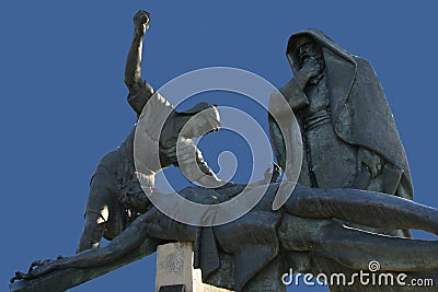 11th Stations of the Cross, Crucifixion: Jesus is nailed to the cross, basilica of Assumption in Marija Bistrica, Croatia Editorial Stock Photo