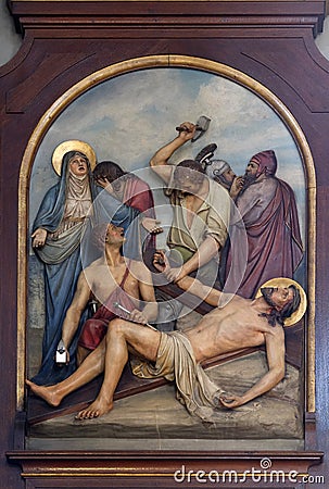 11th Stations of the Cross, Crucifixion Stock Photo