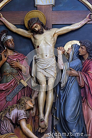 12th Stations of the Cross, Jesus dies on the cross, Basilica of the Sacred Heart of Jesus in Zagreb Stock Photo