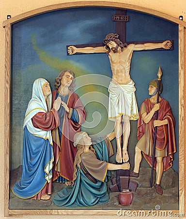 12th Stations of the Cross, Jesus dies on the cross Stock Photo