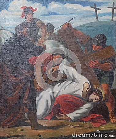 9th Stations of the Cross, Jesus falls the third time Stock Photo