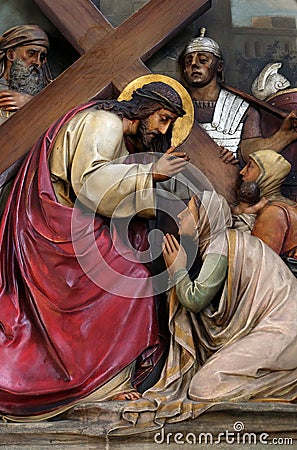 8th Stations of the Cross,Jesus meets the daughters of Jerusalem Stock Photo