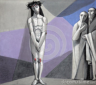 10th Stations of the Cross, Jesus is stripped of His garments Editorial Stock Photo