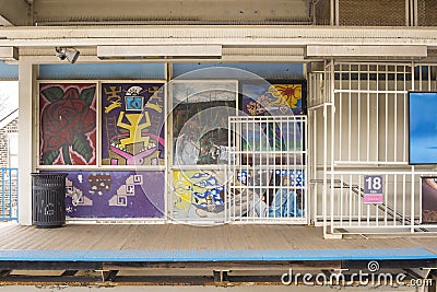 18th Street Pink Line, Murals Editorial Stock Photo