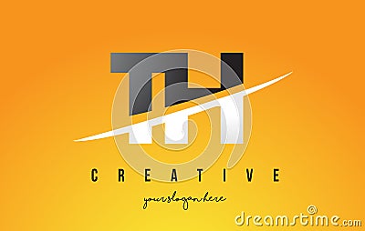 TH T H Letter Modern Logo Design with Yellow Background and Swoosh. Vector Illustration