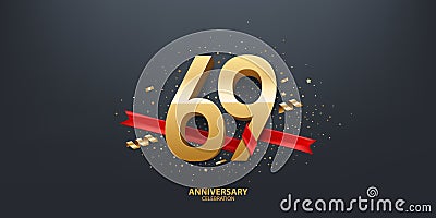 69th Year Anniversary Background Vector Illustration