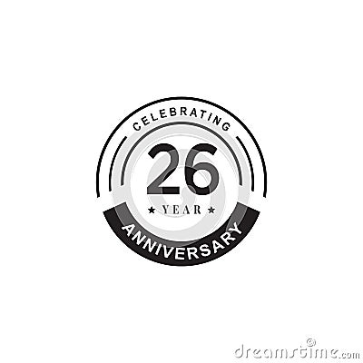 26th year anniversary emblem logo design template Vector Illustration