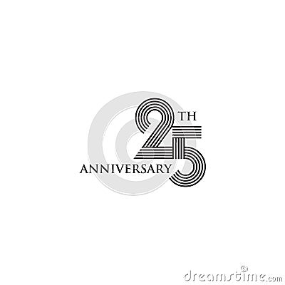 25th year anniversary emblem logo design vector template Vector Illustration