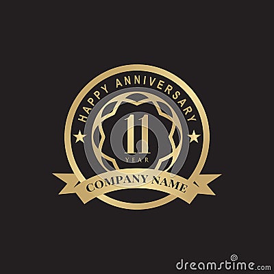 11th year anniversary logo design vector template Vector Illustration