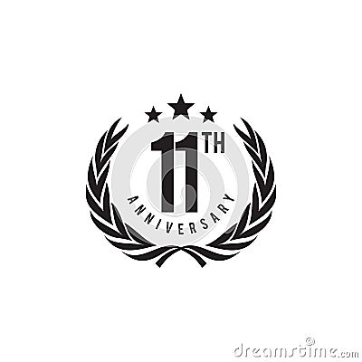 11th year anniversary logo design vector template Vector Illustration