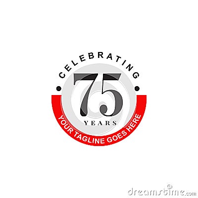 75th year celebrating anniversary emblem logo design Vector Illustration