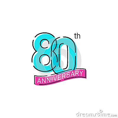 80th Years Anniversary Celebration Icon Vector Logo Design Template Vector Illustration