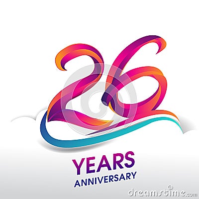 26th Years Anniversary celebration logo, birthday vector design Vector Illustration