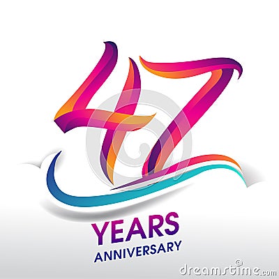 47th Years Anniversary celebration logo, birthday vector design Vector Illustration
