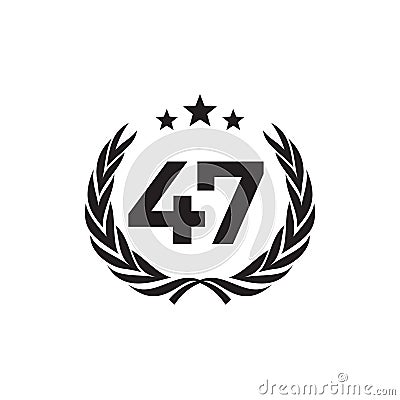 47th years anniversary emblem logo design template Vector Illustration