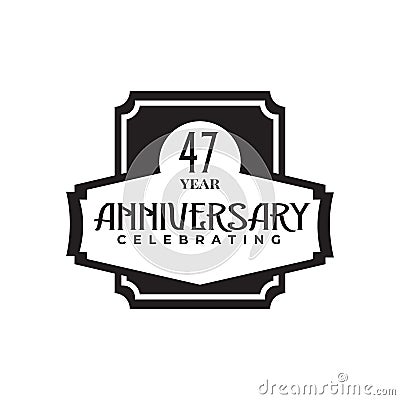 47th years anniversary emblem logo design template Vector Illustration