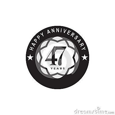 47th years anniversary emblem logo design template Vector Illustration