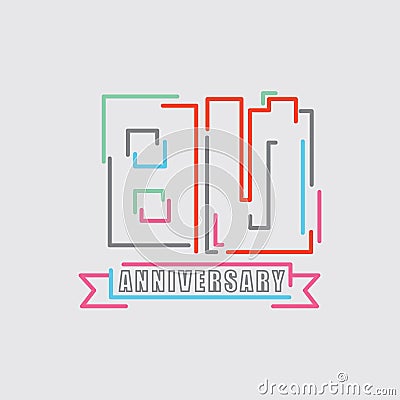 80th Years Anniversary Logo Birthday Celebration Abstract Design Vector Vector Illustration