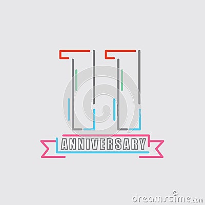 11th Years Anniversary Logo Birthday Celebration Abstract Design Vector Vector Illustration
