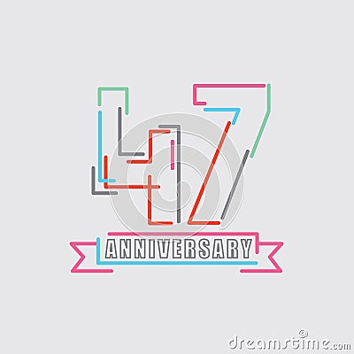 47th Years Anniversary Logo Birthday Celebration Abstract Design Vector Vector Illustration