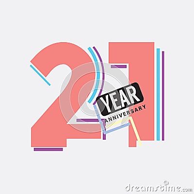 21th Years Anniversary Logo Birthday Celebration Abstract Design Vector Vector Illustration