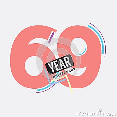 69th Years Anniversary Logo Birthday Celebration Abstract Design Vector Vector Illustration