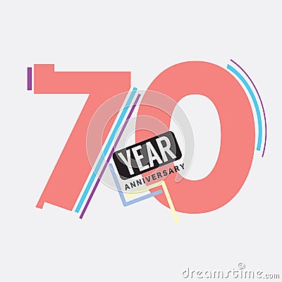 70th Years Anniversary Logo Birthday Celebration Abstract Design Vector Vector Illustration