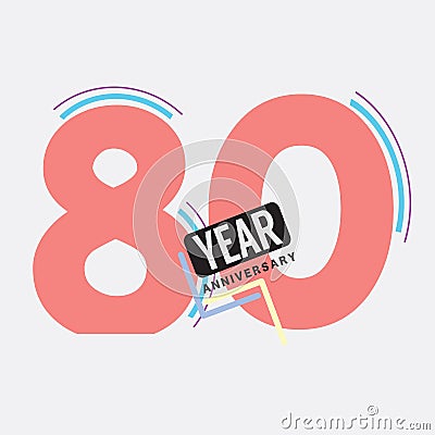 80th Years Anniversary Logo Birthday Celebration Abstract Design Vector Vector Illustration