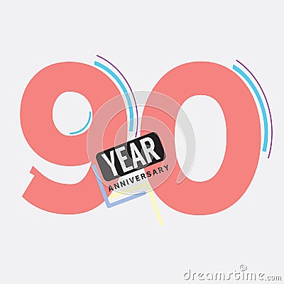 90th Years Anniversary Logo Birthday Celebration Abstract Design Vector Vector Illustration