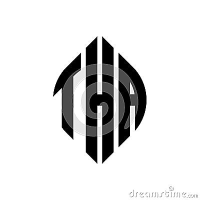 THA circle letter logo design with circle and ellipse shape. THA ellipse letters with typographic style. The three initials form a Vector Illustration